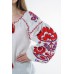 Boho Style Ukrainian Embroidered Folk  Blouse "Boho Flowers" red on white